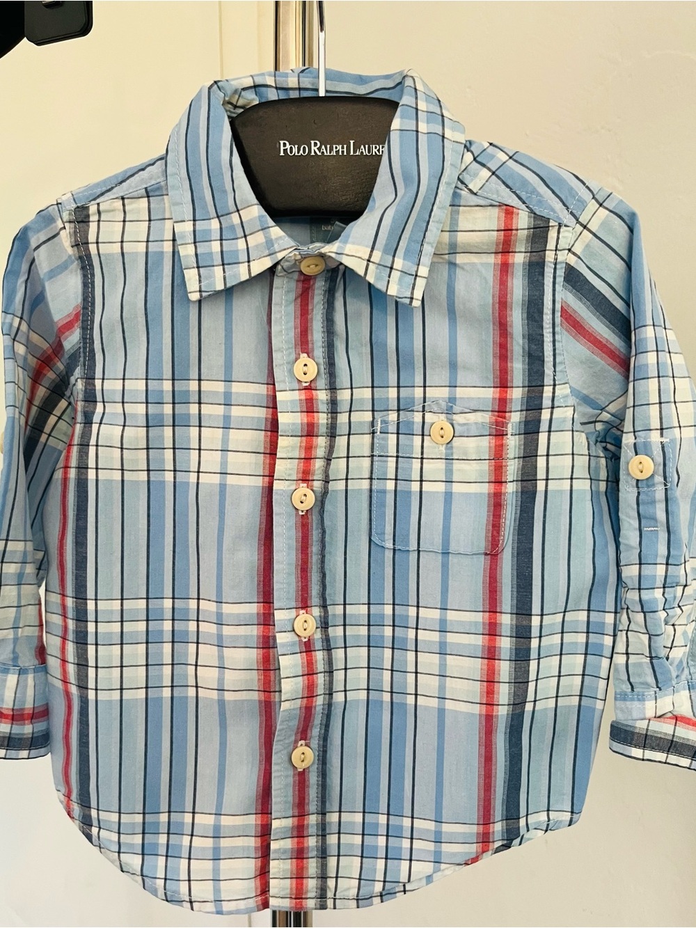 Baby Gap 18-24 months Boys' Light Blue Plaid Button-Up Shirt